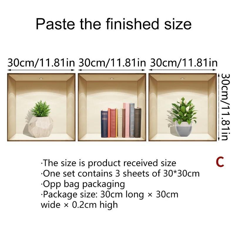 PVC 3D Simulation Green Plant Potted 3D Wall Stickers Living Room Background Study Office DIY Waterproof Decorative Stickers