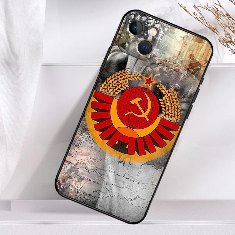 Чехол для телефона с флагом СССР для iPhone 16 15 14 13 12 11 Pro Max Mini X XR XS Max 7 8 Plus