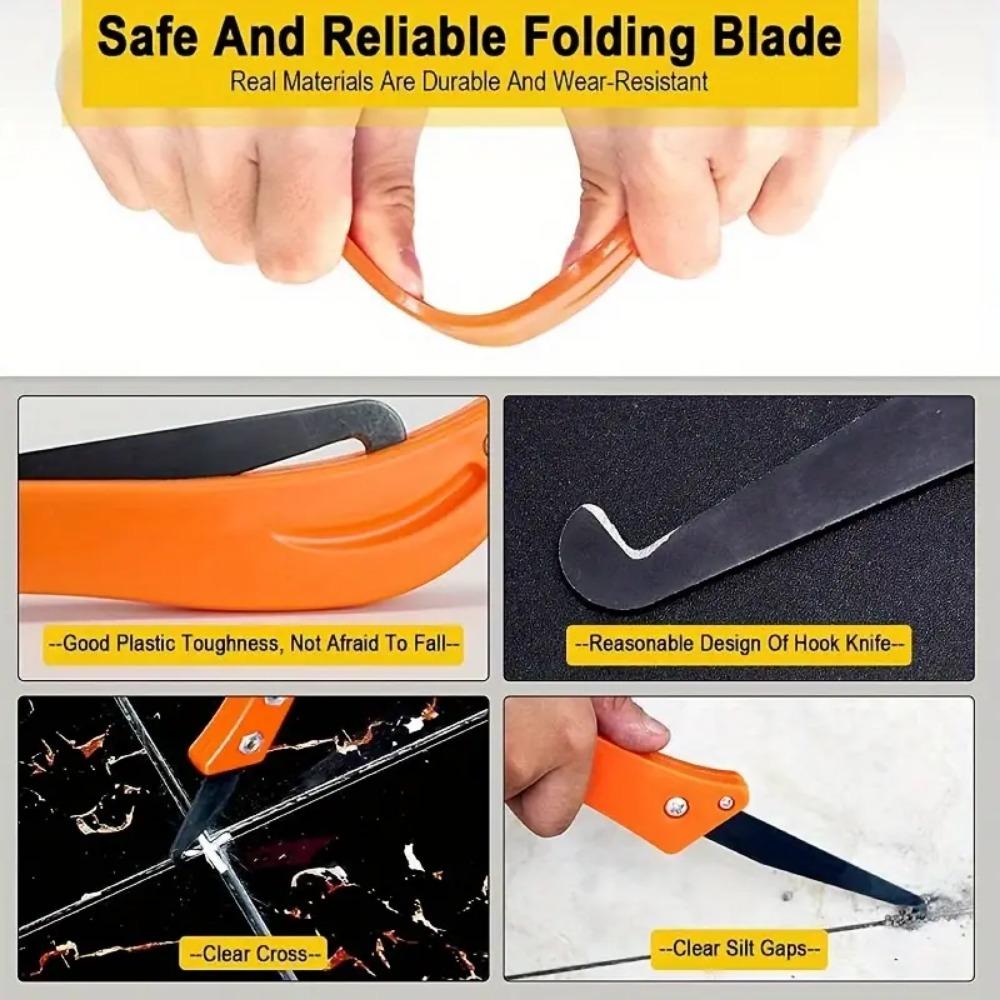 Folding Seam Construction Hook Knife, Tile Seam Cleaning Tool, Seam Groover For Kitchen, Bathroom, Bedroom Tile Joints And Edges, Durable Material