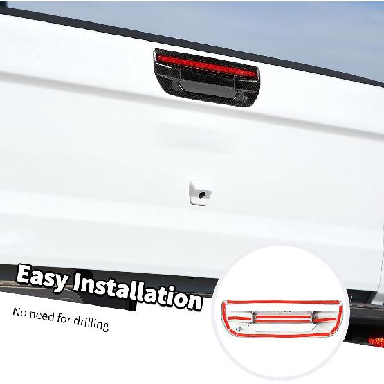 Jimen Fit for Jeep Gladiator JT 2020-2025, 2PCS Tailgate Door Handle Cover Trim (Carbon Fiber)