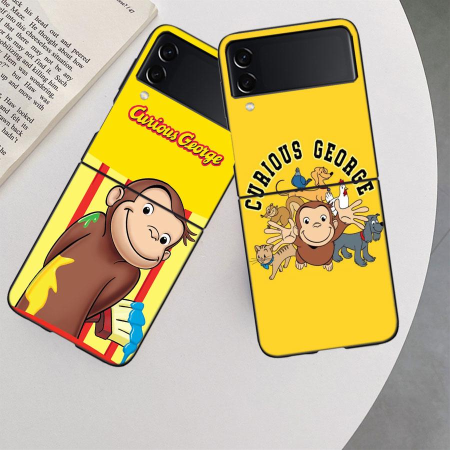 Чехол для телефона Curious G-Georgeser-m-Monkeis для Samsung Z Flip 7 6 5G Galaxy Z Flip 5 4 3 Черный Жесткий Чехол Роскошный ПК Корпус Co
