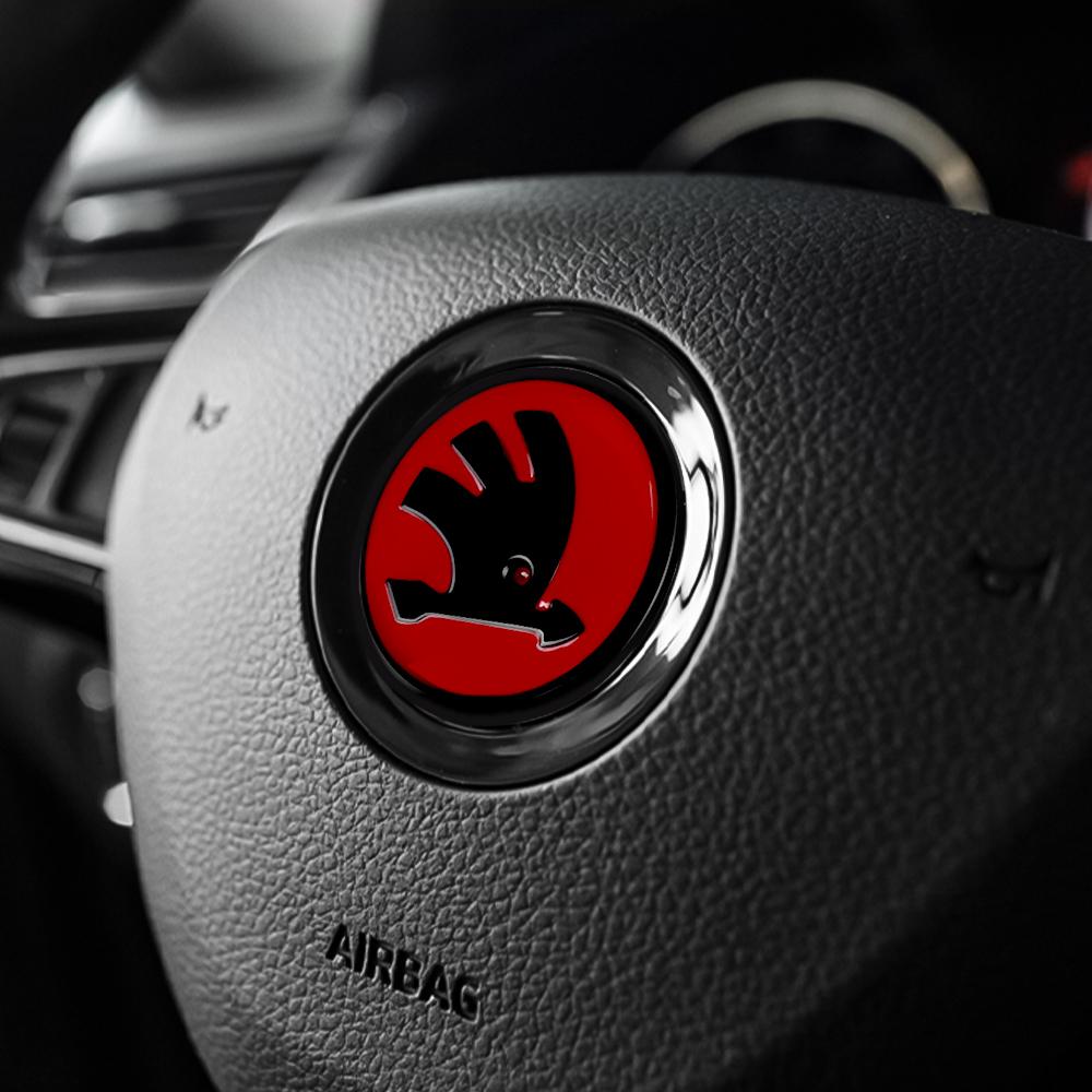 2025 Hot ABS Car Steering Wheel Sticker Badge Decoration Accessories For Skoda Superb Octavia Rapid Kodiaq Kamiq Karoq Fabia VRS