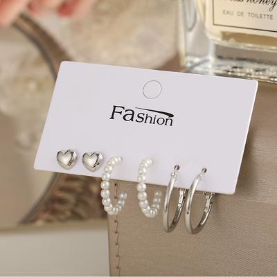 Женские серьги, комплект серег для женщин, богемные модные украшения, серьги-гвоздики с геометрическим сердцем