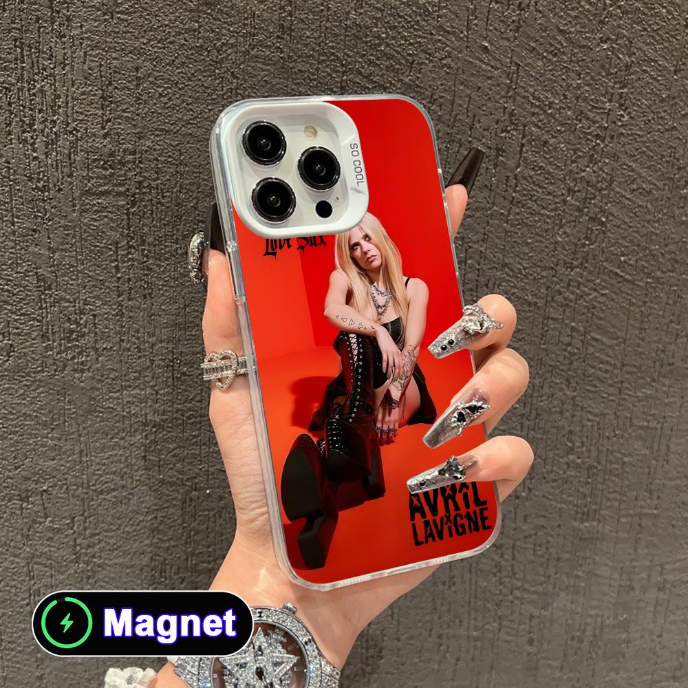 Avril Lavigne White Translucent MagSafe Mobile Phone Case for iPhone 17 16 15 14 13 12 11 X XR XS Air Pro Max Plus Cover