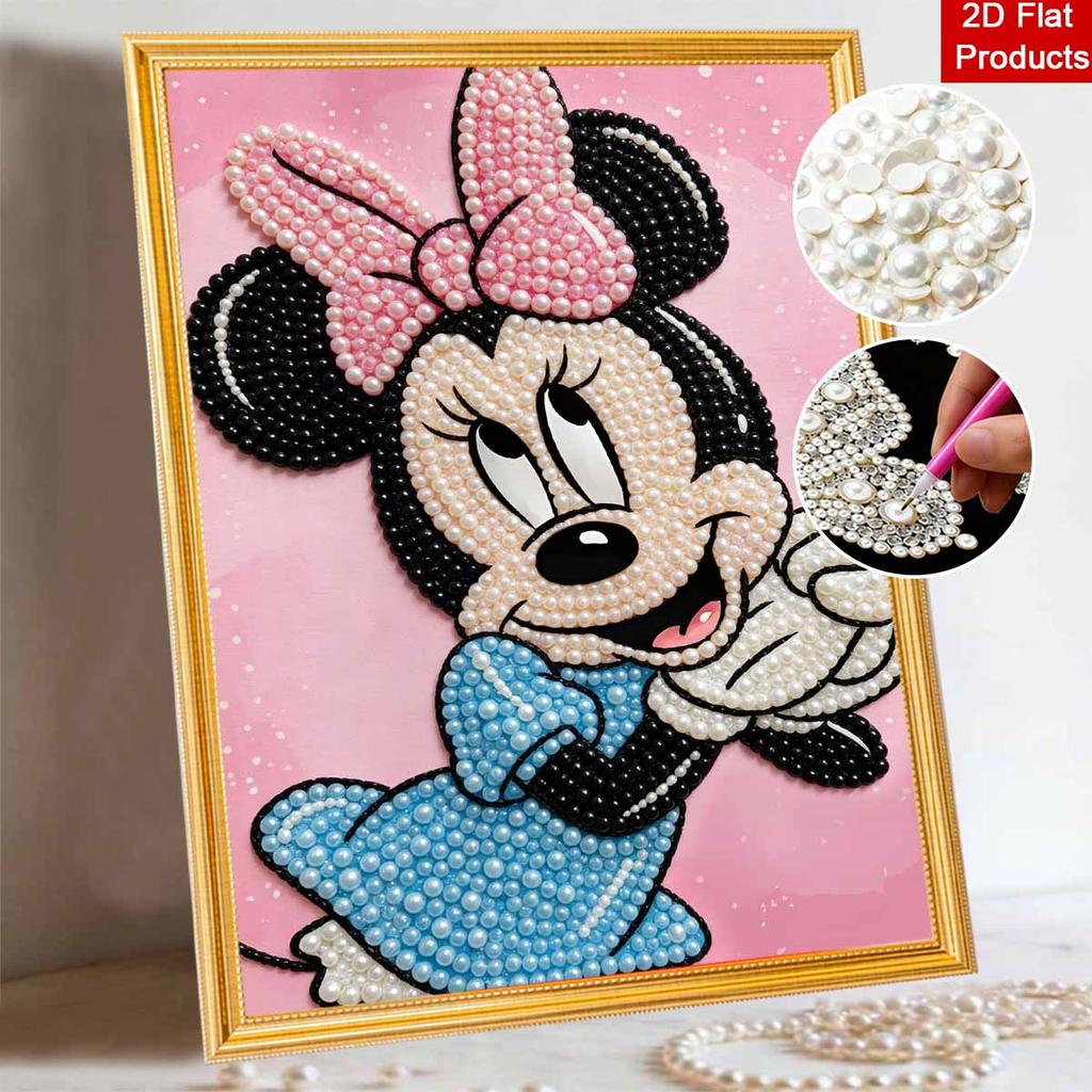 Disney Minnie pearl painting handmade diy pearl art painting simple living room hanging painting decoration