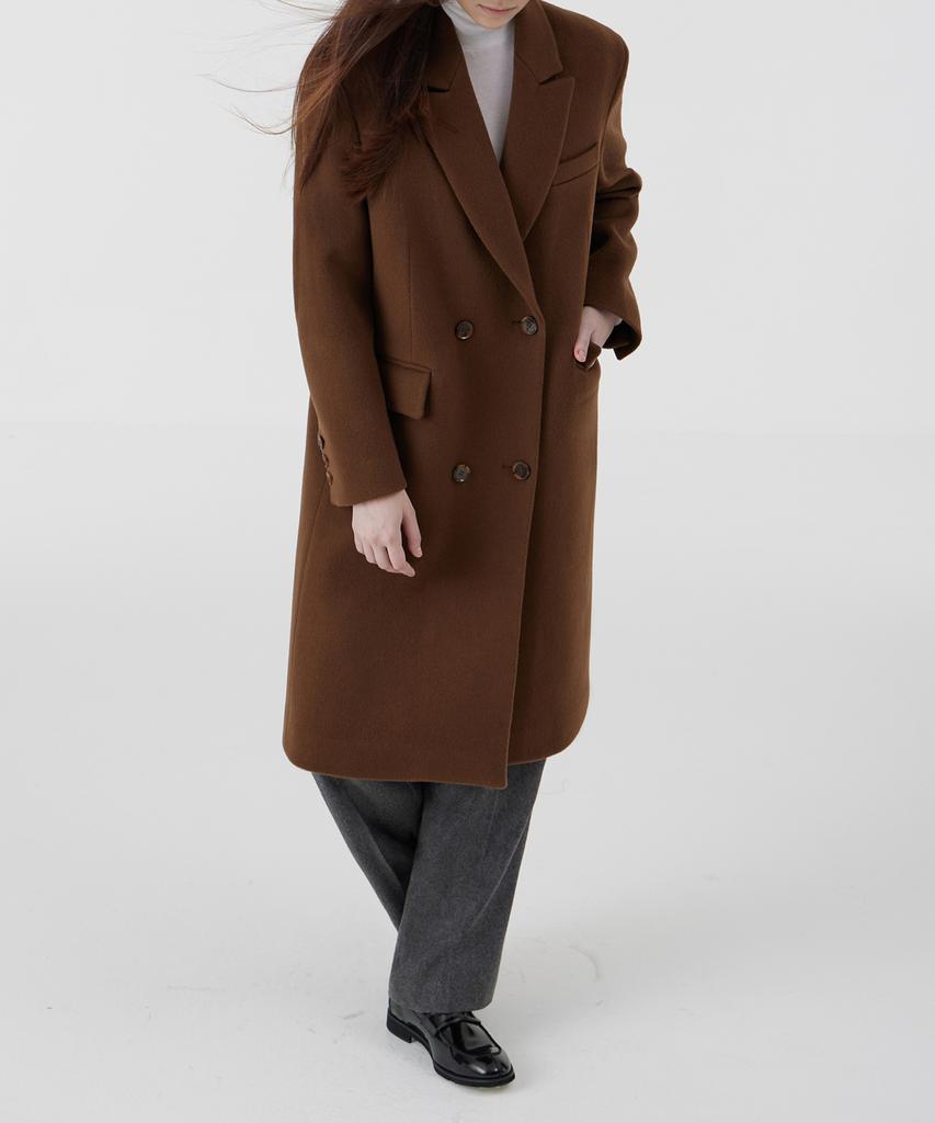 Voyonn Mannish Oversized Boxy Wool Coat Brown