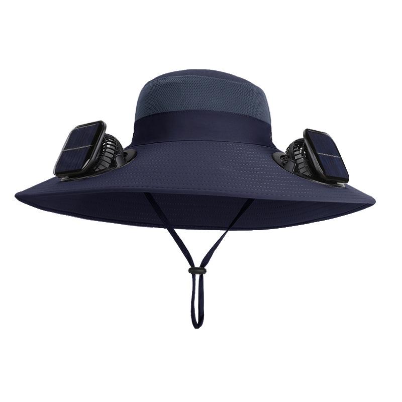 Солнечная шляпа с двойным вентилятором летняя для активного отдыха, альпинизма, рыбалки, защиты от солнца, солнцезащитная шляпа, шляпа-ведро с широкими полями, дышащая