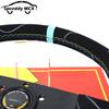 JDM Suede Leather Steering Wheel Drift Sport Pull Up Steering Wheel 14inch 350mm Flat V1