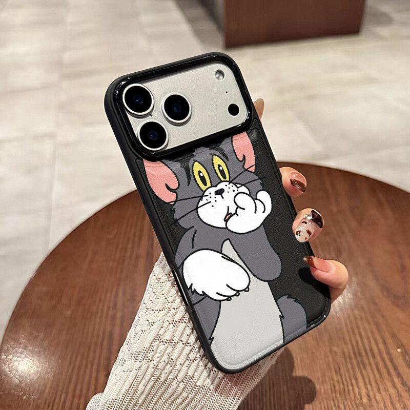Милый Том подает заявку на чехол для мобильного телефона Apple 17 iphone16pro15/14 противоударный 13 полноразмерный 12 кожаный узор большие отверстия