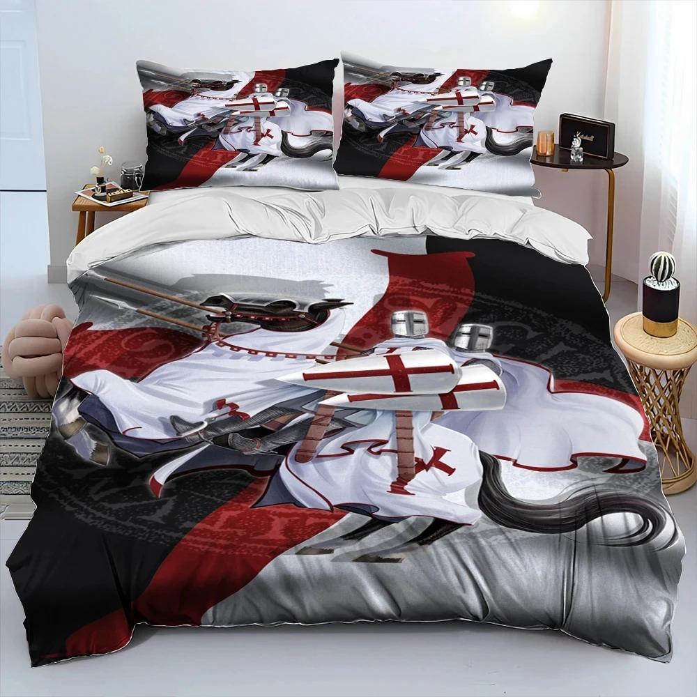 Cavalier Knight Templar Crusaders Comforter Bedding Set,Duvet Cover Bed Set Quilt Cover Pillowcase,king Queen Size Bedding Set