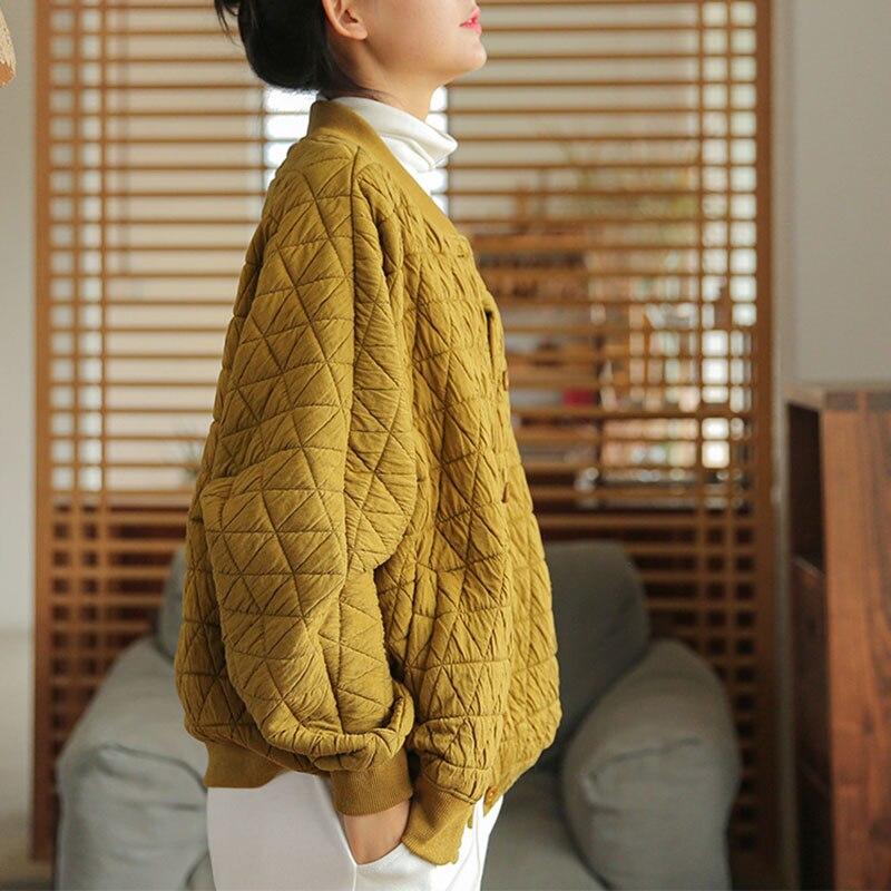 Johnature женские стеганые пальто с длинными рукавами, свободные однотонные повседневные одежды, зимнее удобное пальто из смесового хлопка