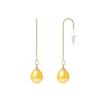 Dangling Earrings - - Genuine Freshwater Pearls 8-9 Mm - Yellow Gold - 2 Year Warranty