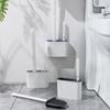 Wall Hanging TPR Toilet Brush with Holder Set Toilet Bowl Brush Wall Toilet Wand with Quick-Drying Holder Cleaning Brush