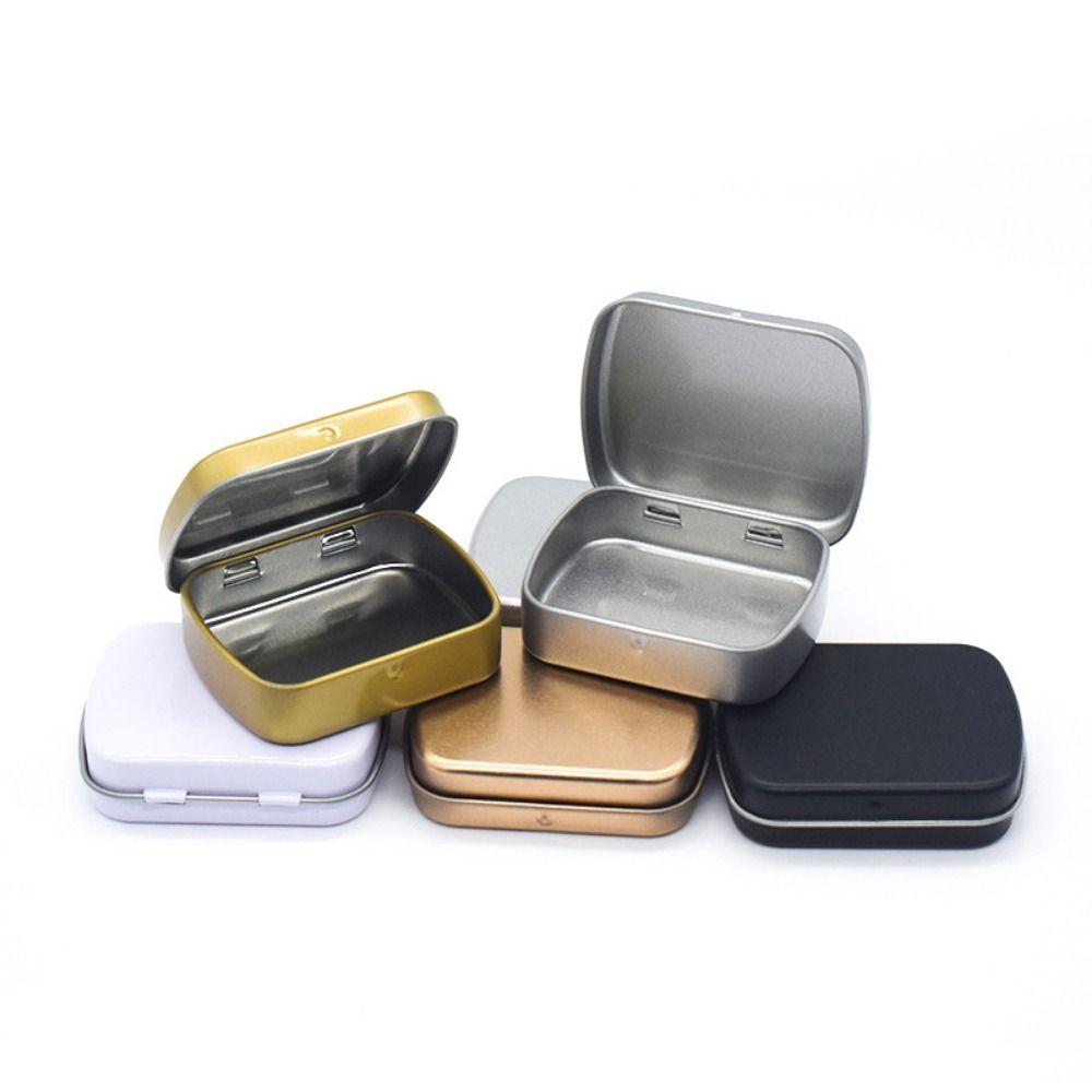 With Lid Rectangular Candy Box Sealed Mini Pill Case Portable Flip-top Iron Box Storage Box