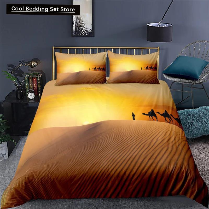 3D Desert Camel Пододеяльник King Queen Size Коричневый Комплект постельного белья с изображением животных для детей, подростков и взрослых Милая дикая природа Мягкий полиэстеровый пододеяльник