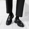 Black Thick Soled Men's Loafers Trendy New Minimalist Style Wedding Party Outdoor Street Walking Dating Adult Shoes Plus Size-46