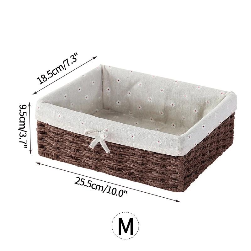 Woven Storage Baskets Organizers Kitchen Sundries Storage Baskets Cosmetics Snack Storage Box Desktop Organizer Container