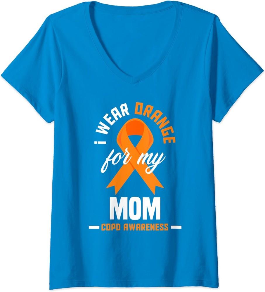 I Wear Orange For My Mom COPD Warrior COPD Awareness Ladies' V-Neck Tshirt Unisex T-Shirt