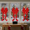 Non Adhesive Window Film Static Glass Sticker, Christmas Theme Bow Pattern Print, Removable Electrostatic PVC for Home And Store Doors Winter Holiday