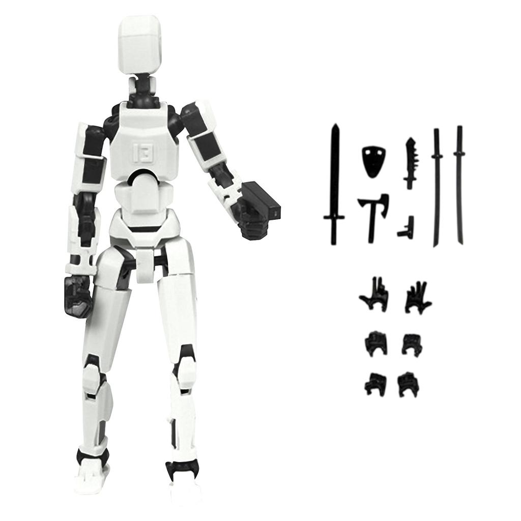 Articulated Action Figure with Interchangeable Parts and Accessories, Durable Red Design for Creative Play and Collecting