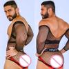 Ultra Thin Super Sex Gay Bodysuits Mesh Perspective Lingerie Sissy Fishnet Sleepwear Hot Mesh Top Adult Fashion Clothing