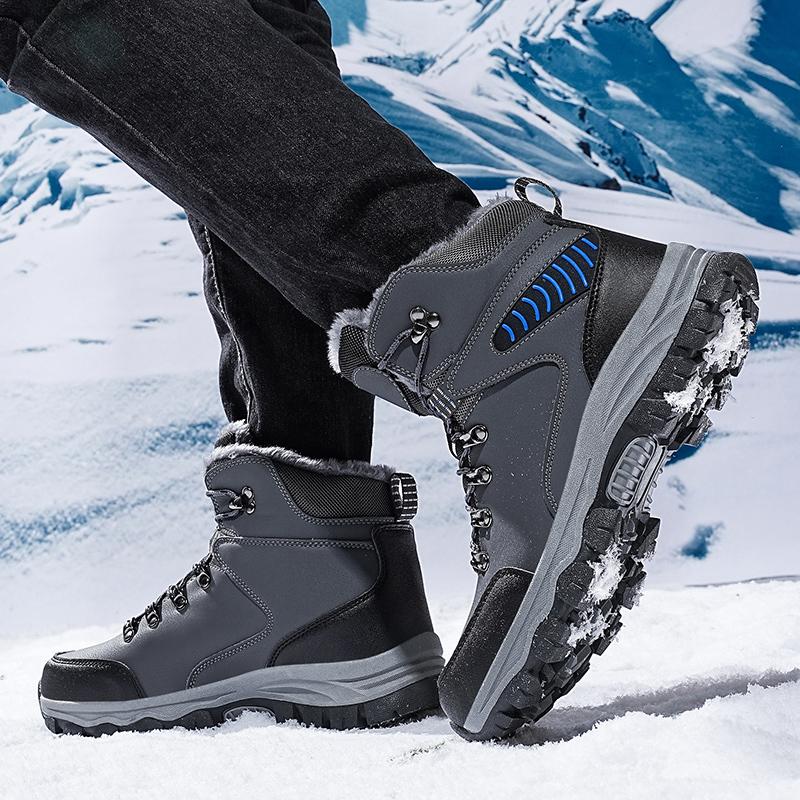 Men Winter Snow Boots Fashion Waterproof Sneakers Super Warm Brand Boots Outdoor Male Plush Hiking Boots Work Shoes Size 39-48