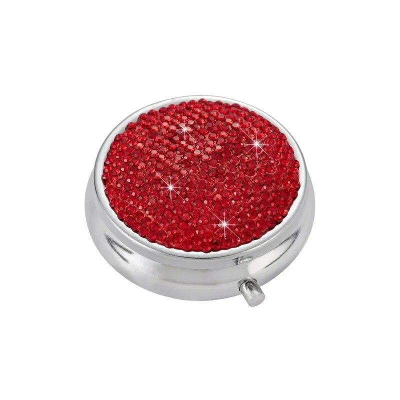 Diamond Blingbling Pill Box Портативная дорожная аптечка 5 см Круглый металлический органайзер для таблеток Мини-карманный чехол для таблеток Контейнер для планшета