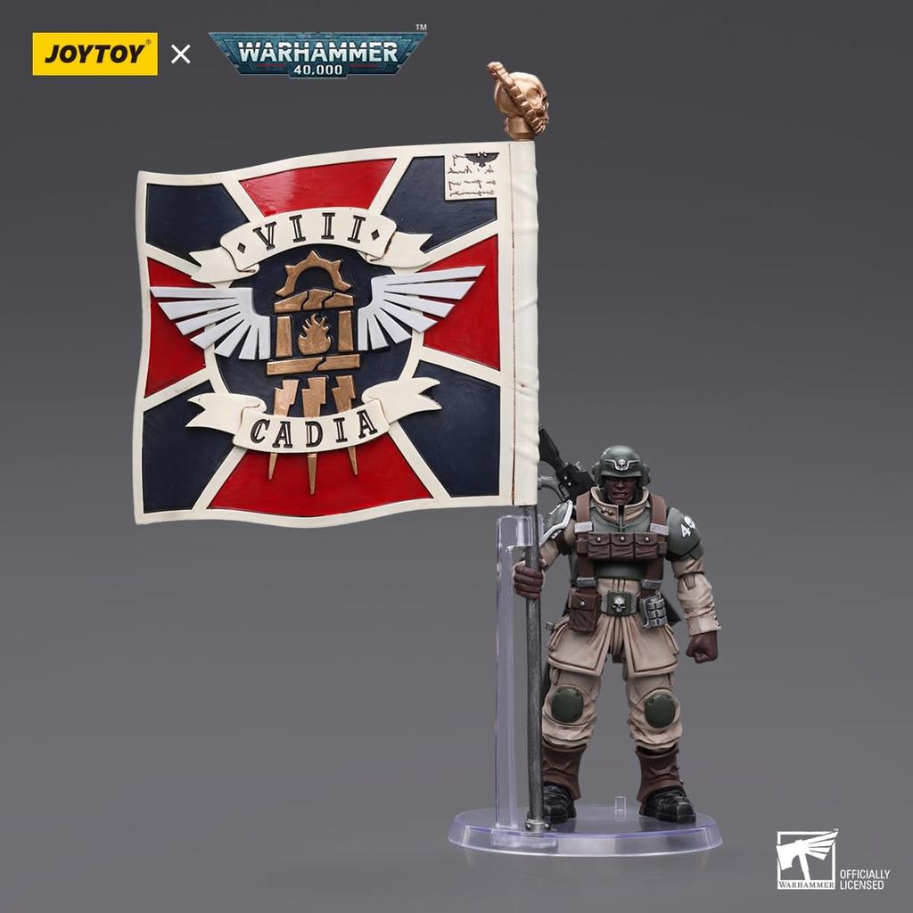 JOYTOY Warhammer Astra Militarum Cadia Commando Squad Veteran Regimental Flag Scale ABS PVC Action Figure 40,000 1/18 & Pre-painted