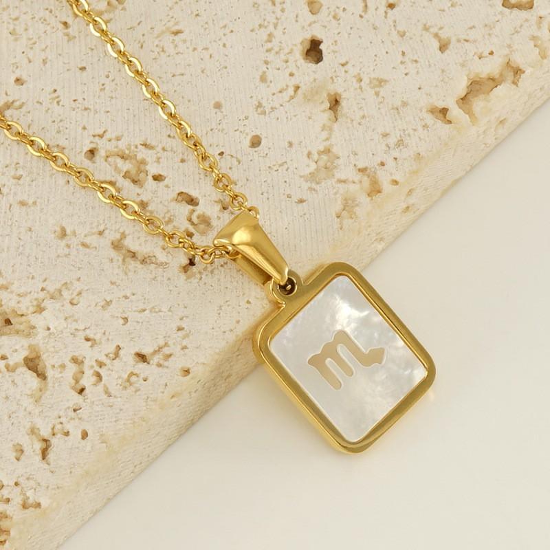 18-каратное золото нержавеющая сталь 12 созвездий ожерелье ювелирные изделия белая ракушка полая подвеска ожерелье для женщин