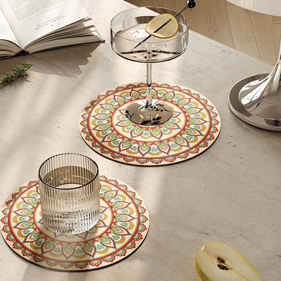 Absorbent Coasters for Drinks Non-Slip Insulation Mat No-Wash Pot Holder for Coffee Table Kitchen Bar Heat Resistant Placemats