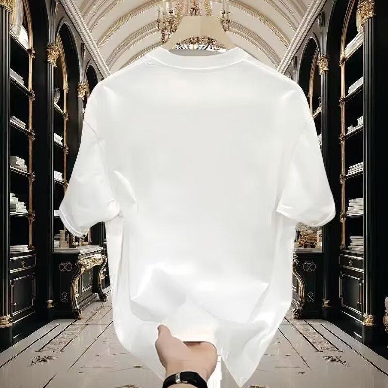 Summer T-Shirt Trendy Brand Short-Sleeved Men'S Loose Heavy Round Neck Ruffian Handsome Top T-Shirt Trend