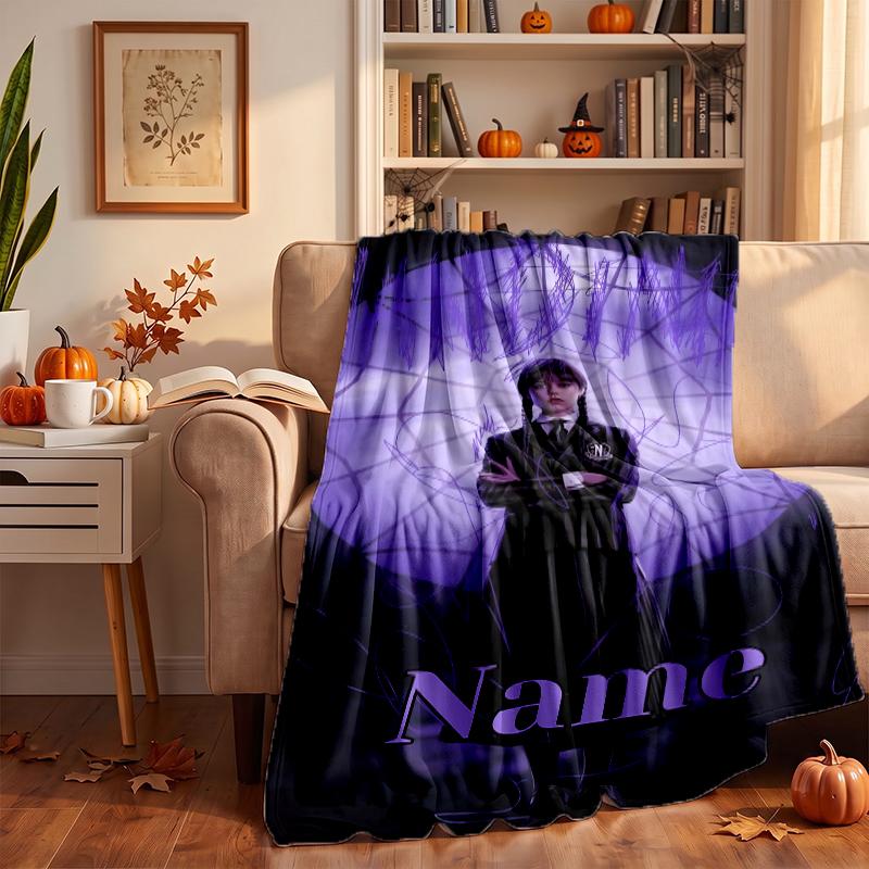 Wednesday Custom Flannel Blankets Soft Warm Cozy Throws for Home Decor Holiday Gifts