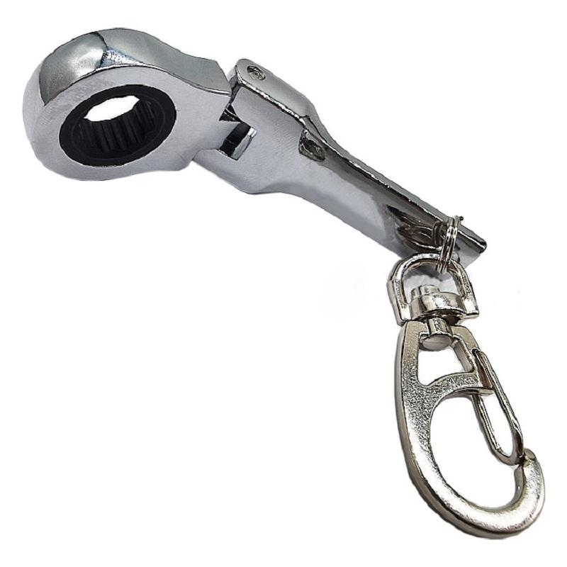 Portable Keyring 10mm Ratchet Wrench Mini Shaped JDM Metal Racing Keychain Key Chain Ring Keyring Car Accessories
