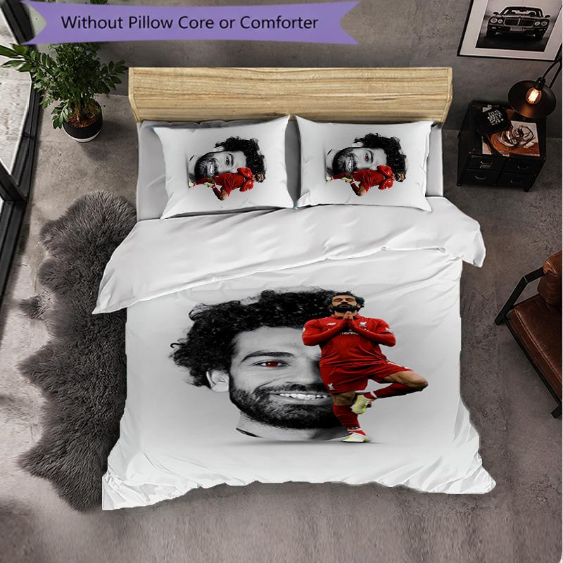 Mohamed Salah 3 Piece Bedding Set Soft Duvet Cover Set with Pillowcases Printed Bedroom Decor Set for Home