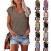 Women's Fashion Casual Slim Fit Waist Cap Sleeve Round Neck T-Shirt Top