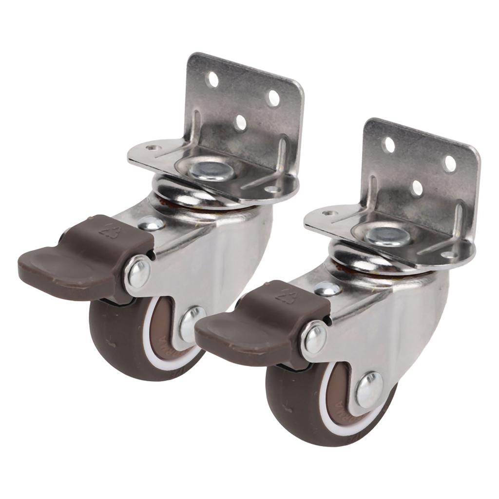 2pcs Caster Wheels Low Noise 360 Degrees Rotating TPE Rubber Dustproof Casters with Brake for Furniture