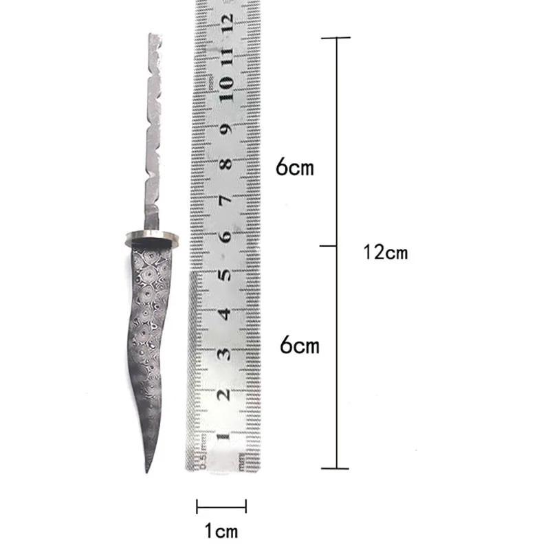 1PCS Semi-manufactures Rosette Damascus Steel Pu 'er Tea Knife Billets DIY Fixed Blade Knife Needles Supplies