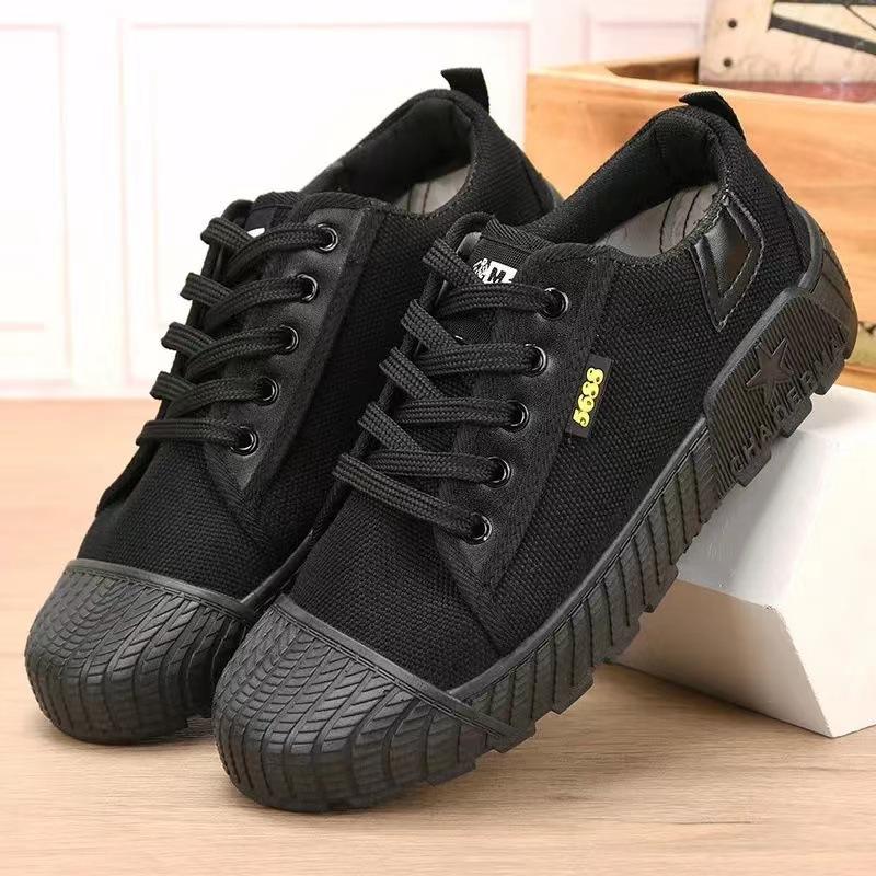 Men Classic Canvas Shoes Outdoor Tactical Low-Top Flat Casual Sports Shoes Protective Men Training Working Canvas Safety Shoes