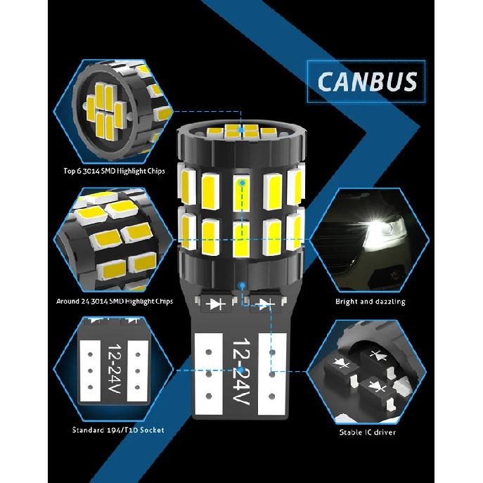 2x Canbus Car Led T10 W5W White 6000K Interior Dome And Trunk License Plate Light 3014 SMD For Nissan Altima Rogue Sentra Maxima