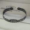 100% Solid 925 Sterling Silver Retro Bracelet for Women Men Hollow Handmade Wide Chain Hollow Simple Bracelet Birthday Gift