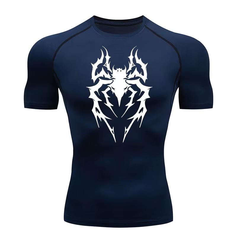 Мужская компрессионная одежда Подходит для тренировок в спортзале Бега Быстросохнущая Высокая эластичность Отводящая влагу Впитывающая Дышащая Облегающий топ