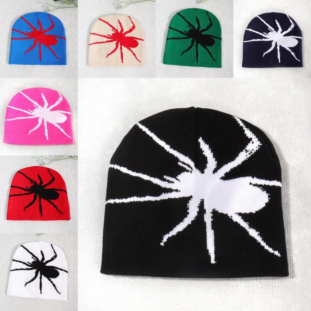 Knitted Fashion Hat With Spider Embroidery Design For Keeping Outdoors Warm