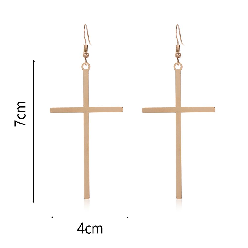 Exaggerated Jewelry Punk Rock Big Cross Long Earrings Ear Stud Dangle Drop