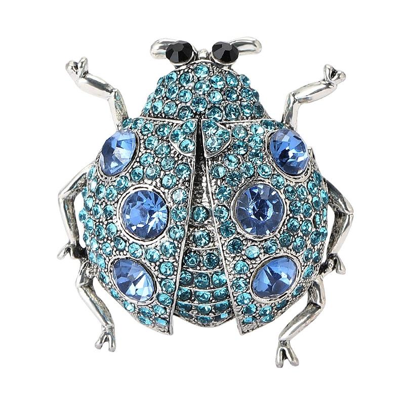 Luxury Rhinestone Beetle Brooches For Women Unisex 4-color Shining Ladybug Insects Party Casual Brooch Pins Gifts