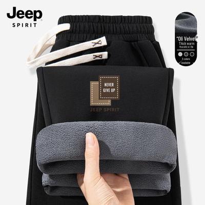 JEEP SPIRIT Мужские повседневные брюки прямого кроя на флисовой подкладке