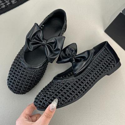 Модная обувь-лодочки с бантом для женщин, дизайнерские сетчатые сандалии, женская обувь, летний тренд 2025, новая модная удобная обувь для ходьбы, туфли для платья, zapatillas de mujer