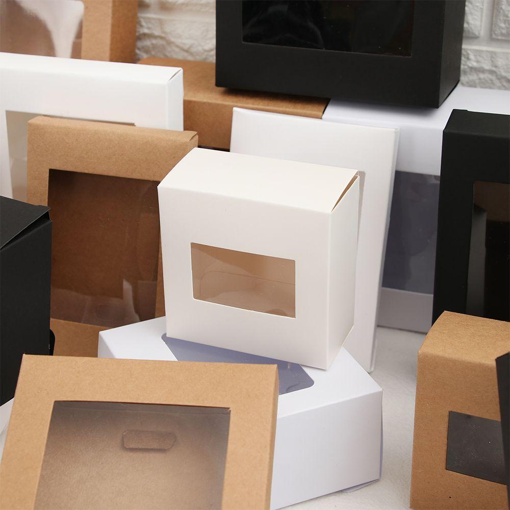 Party Supplies Present Case Paper Gift Box Cake Package Candy Wrapping Bag Clear PVC Window
