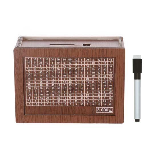 Деревянная копилка для денег, копилка для челленджа по накоплению денег с целью и цифрами, копилка со стираемым маркером для детей и взрослых