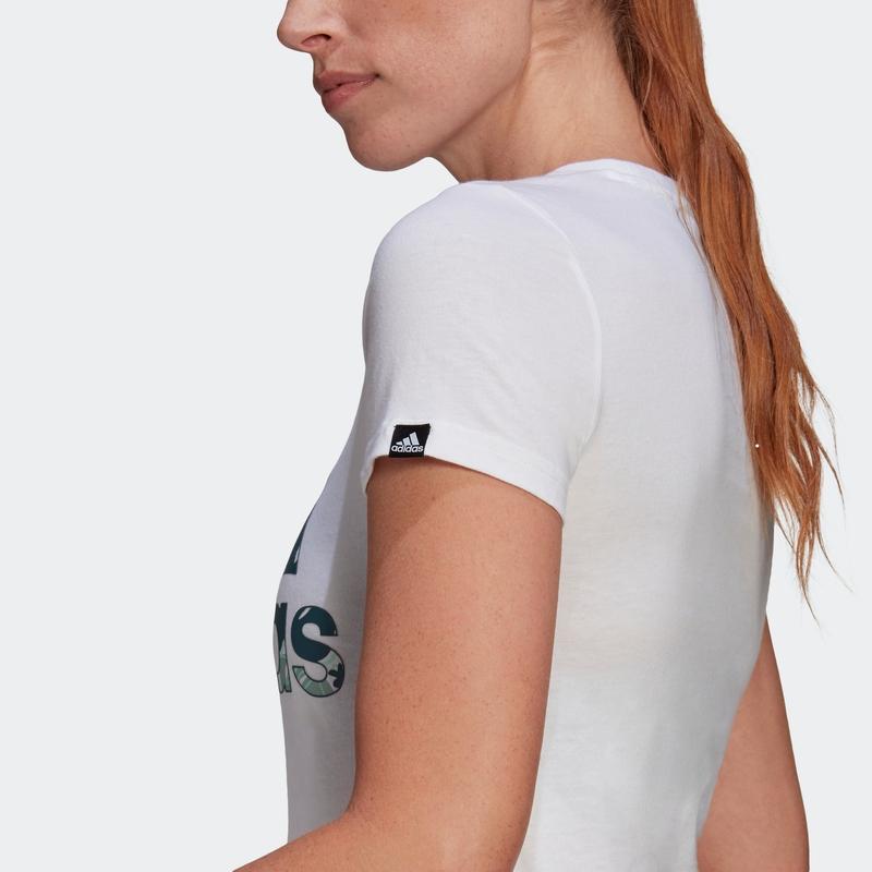adidas Женская футболка с коротким рукавом для спорта и фитнеса с большим логотипом Белая GL6845