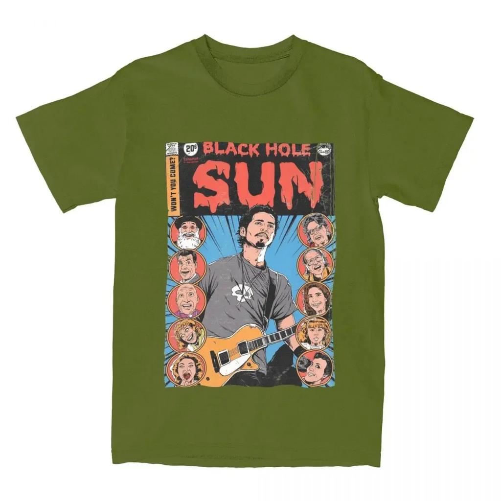 Unique Black Hole Sun Soundgarden T shirt Unisex Womens pure cotton tees shirt gift idea clothing